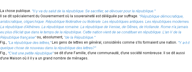 Définition république ACAD 1932