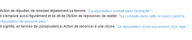 Définition répudiation ACAD 1932
