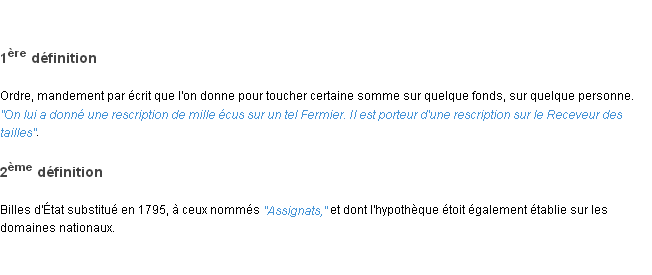 Définition rescription ACAD 1798