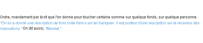 Définition rescription ACAD 1835