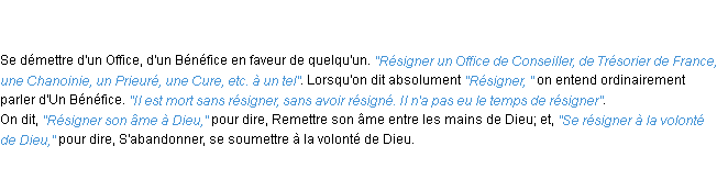 Définition résigner ACAD 1798