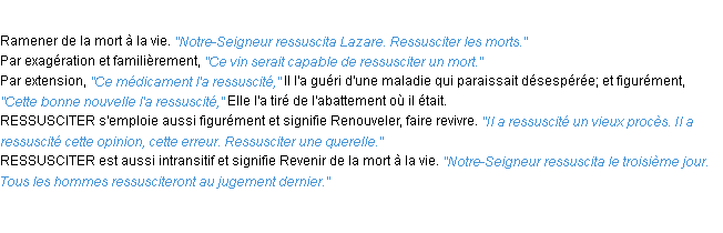 Définition ressusciter ACAD 1932