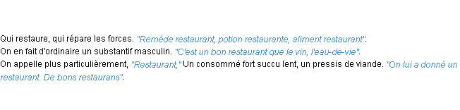 Définition restaurant ACAD 1798