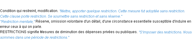 Définition restriction ACAD 1932