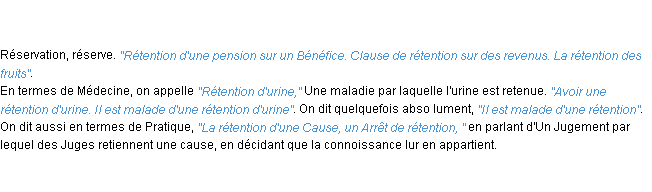 Définition rétention ACAD 1798