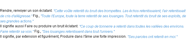 Définition retentir ACAD 1932