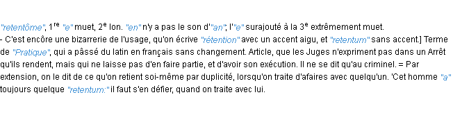 Définition retentum JF.Feraud