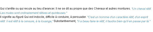 Définition rétif ACAD 1932