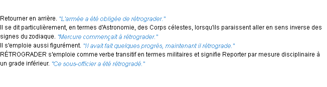 Définition rétrograder ACAD 1932