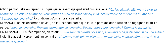 Définition revanche ACAD 1932