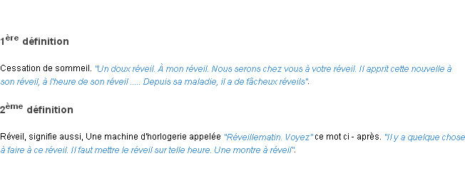 Définition réveil ACAD 1798