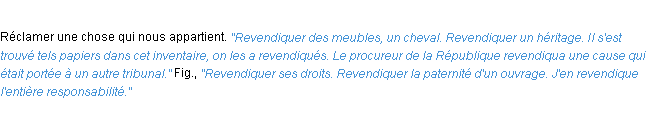 Définition revendiquer ACAD 1932