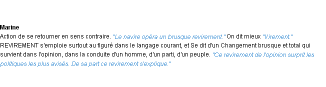 Définition revirement ACAD 1932