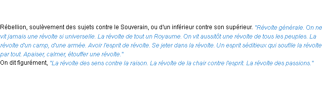 Définition révolté ACAD 1762