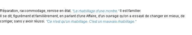 Définition rhabillage ACAD 1932