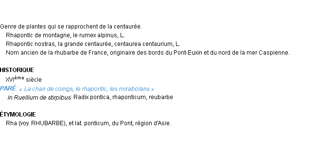 Définition rhapontic Emile Littré