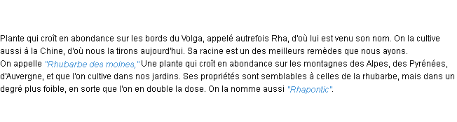 Définition rhubarbe ACAD 1798