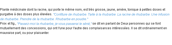 Définition rhubarbe ACAD 1932