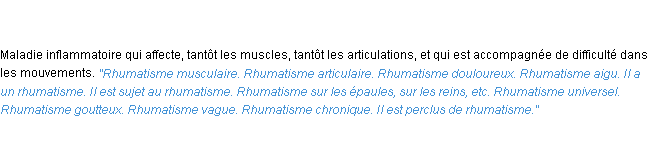 Définition rhumatisme ACAD 1835