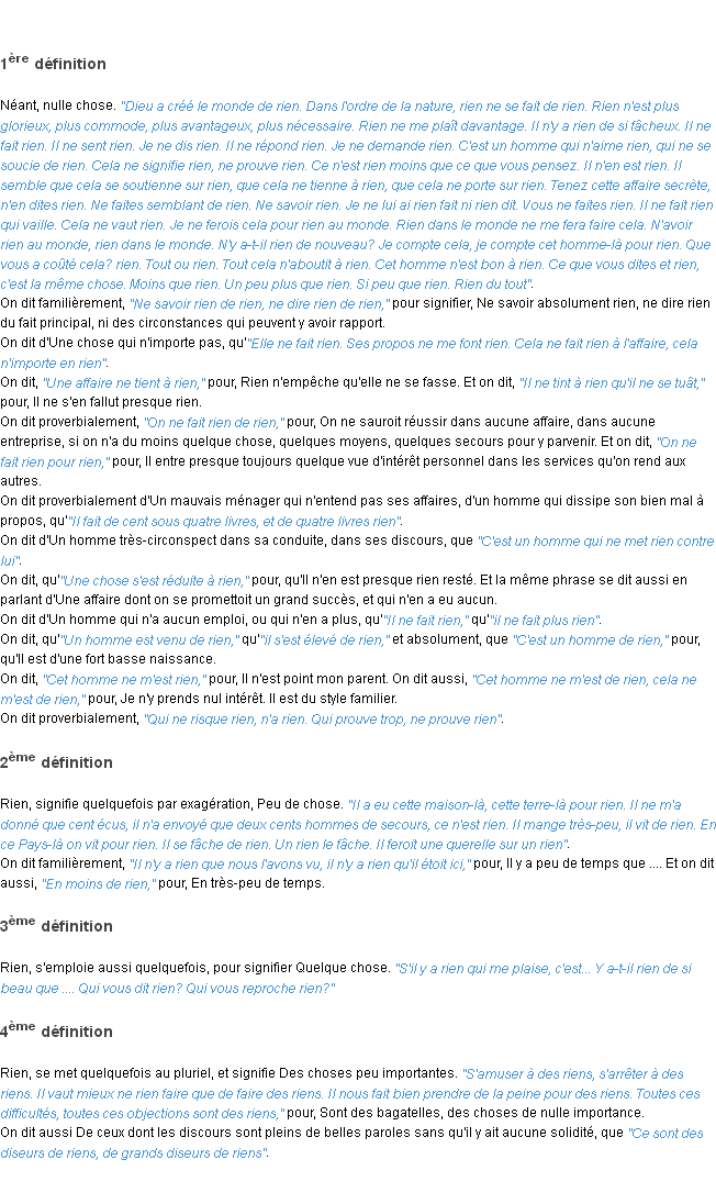 Définition rien ACAD 1798