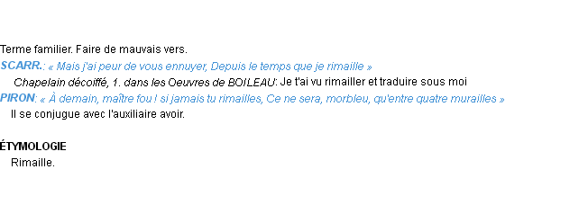 Définition rimailler Emile Littré