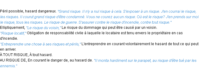 Définition risque ACAD 1932