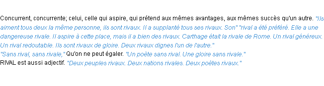 Définition rival ACAD 1932