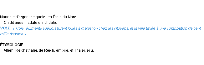 Définition rixdale Emile Littré