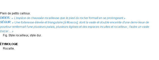 Définition rocailleux Emile Littré