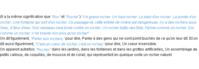 Définition rocher ACAD 1798