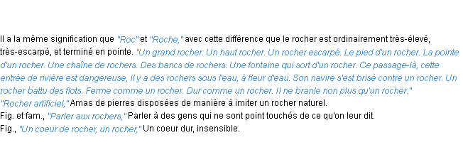 Définition rocher ACAD 1835