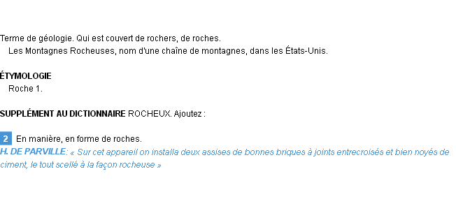 Définition rocheux Emile Littré