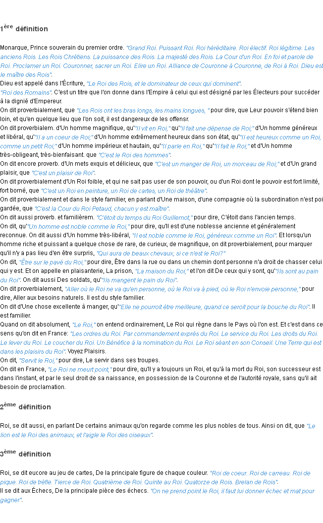 Définition roi ACAD 1798