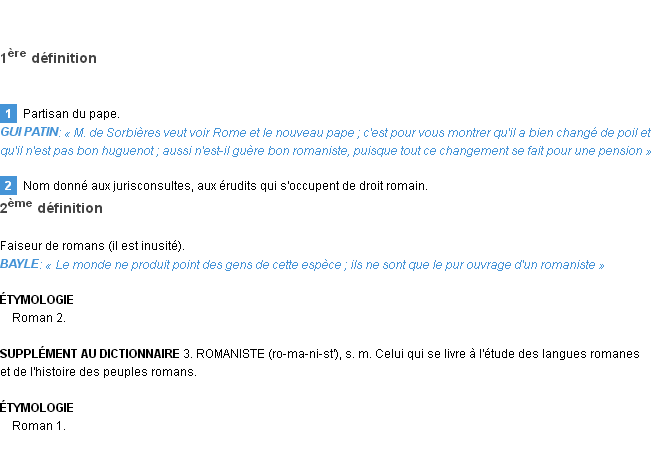 Définition romaniste Emile Littré