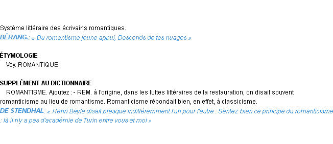 Définition romantisme Emile Littré