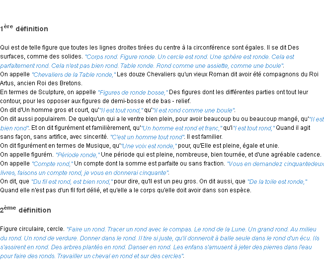 Définition rond ACAD 1798