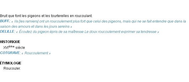 Définition roucoulement Emile Littré