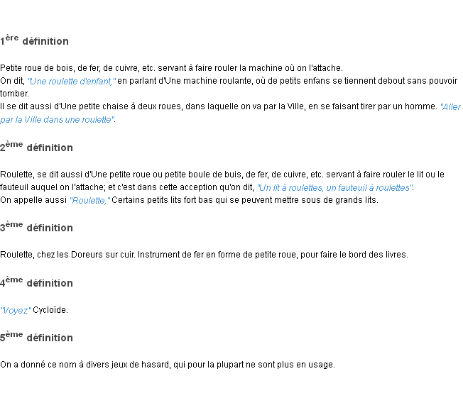 Définition roulette ACAD 1798