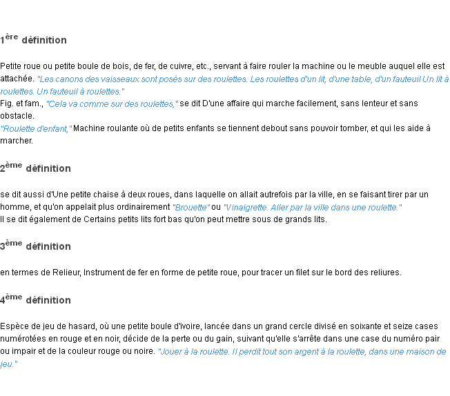 Définition roulette ACAD 1835