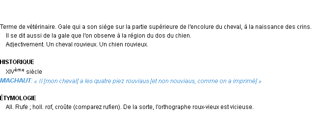 Définition rouvieux ou roux-vieux Emile Littré