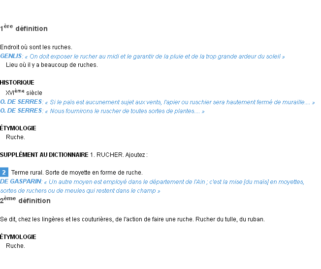 Définition rucher Emile Littré
