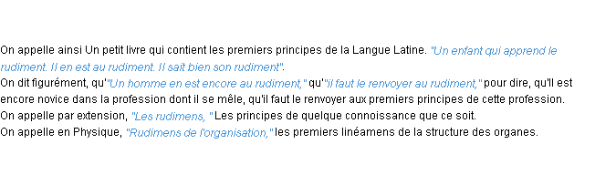 Définition rudiment ACAD 1798