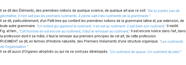 Définition rudiment ACAD 1932