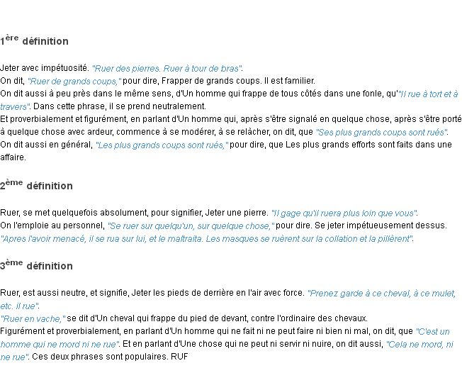 Définition ruer ACAD 1798