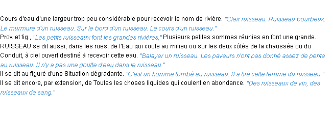 Définition ruisseau ACAD 1932