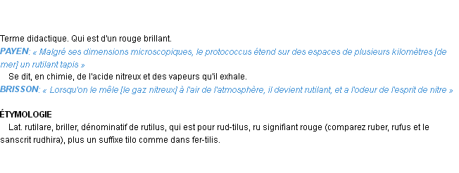 Définition rutilant Emile Littré