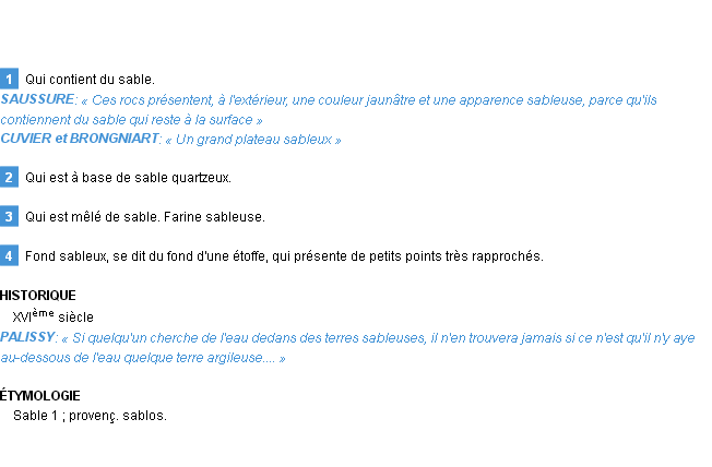 Définition sableux Emile Littré