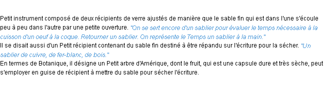 Définition sablier ACAD 1932