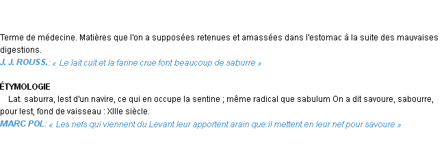 Définition saburre Emile Littré