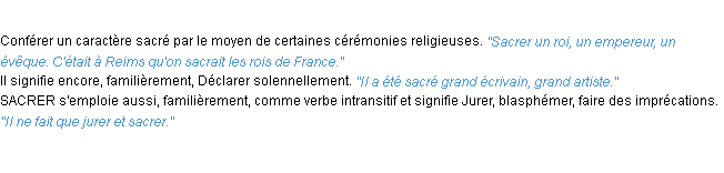 Définition sacrer ACAD 1932